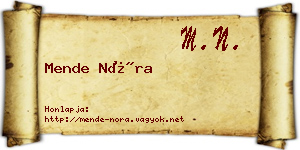 Mende Nóra névjegykártya